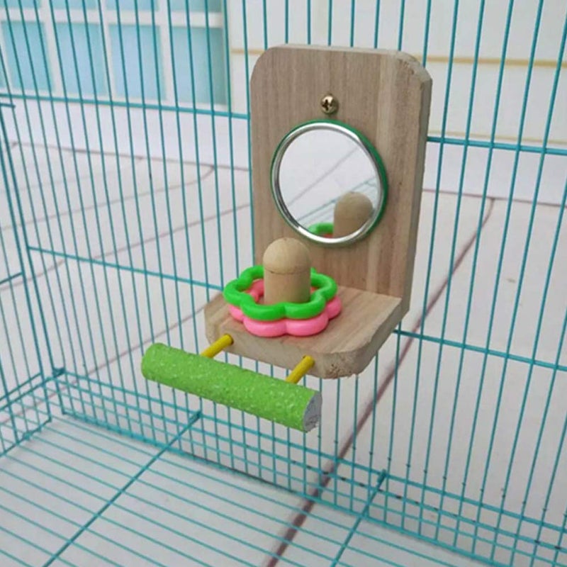 Litewoo Bird Mirror Bird Swings Wood Perches Cage for Parrot Parakeet Budgies Cockatiel Conure Finch Lovebird Wood Stand Perch (Color Random) - Image 3